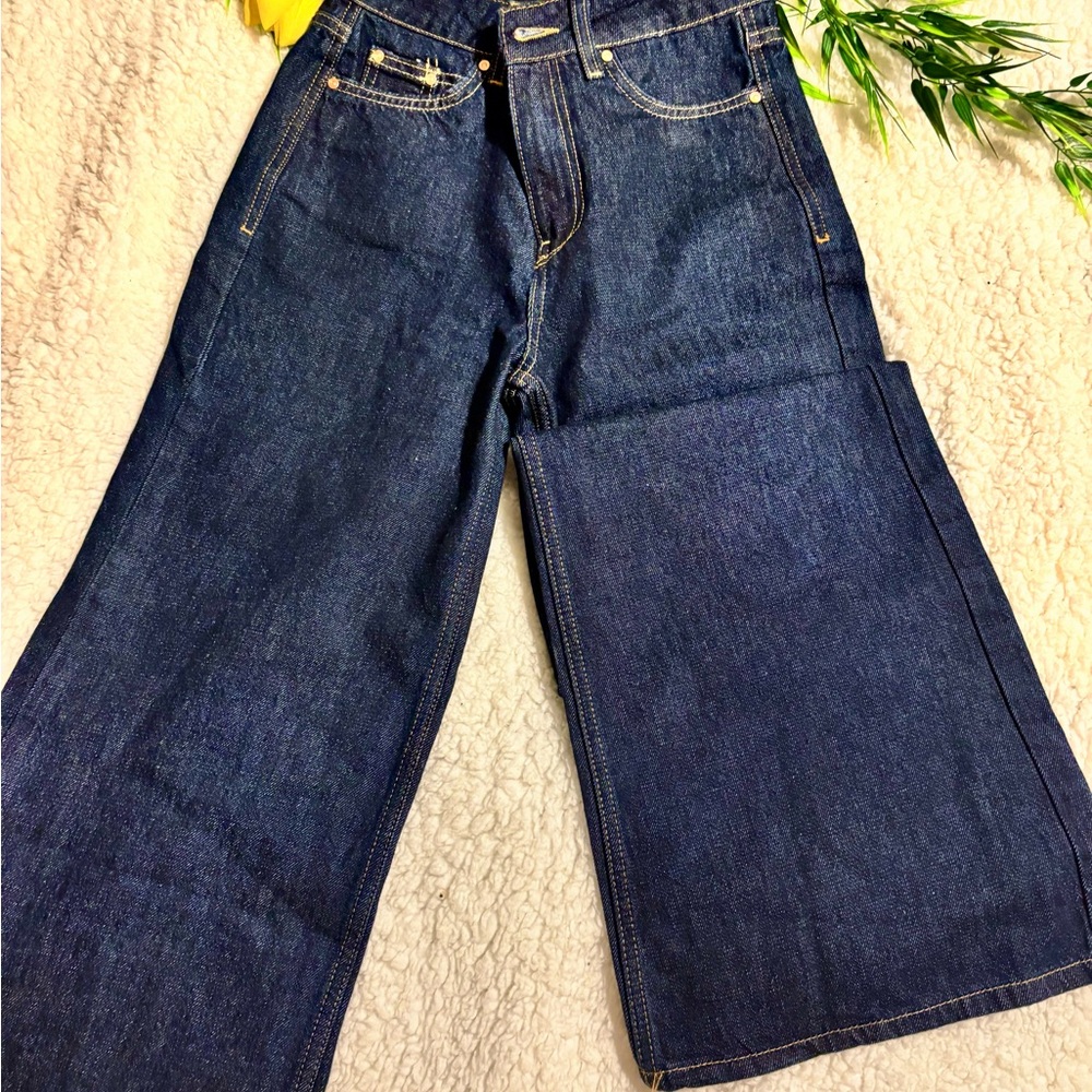 Zara High Waist Dark Blue Denim Jeans
